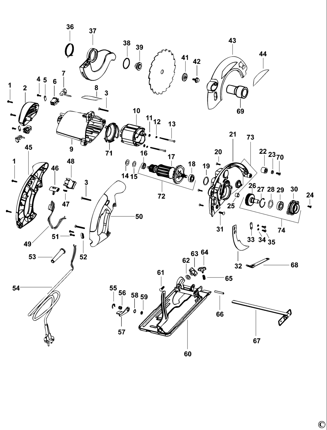 Black & Decker CD601 Type 3 Circular Saw Spare Parts