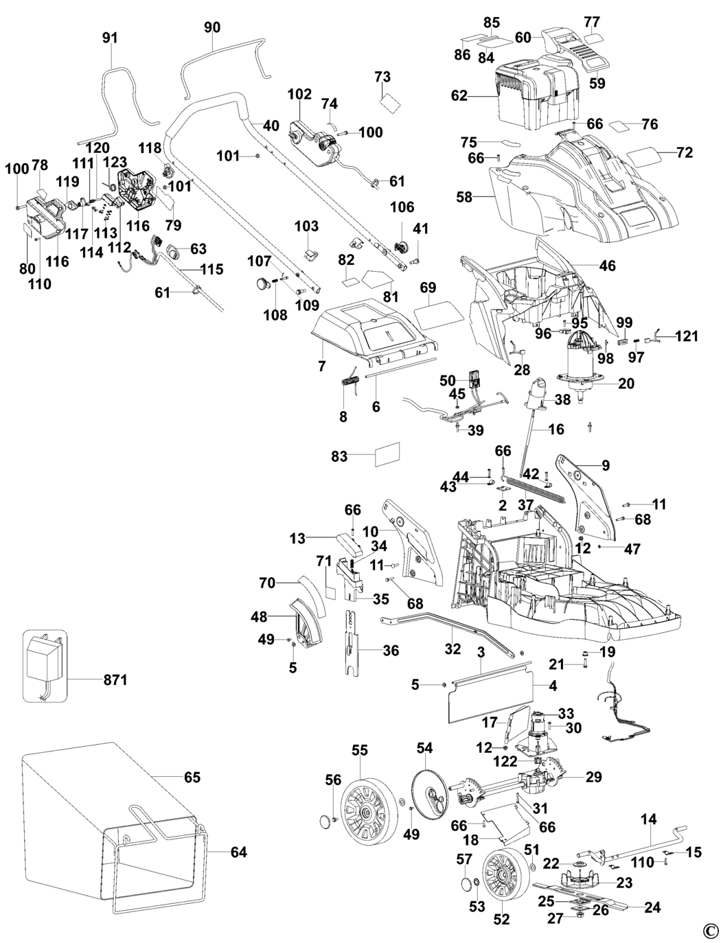 Black & Decker GRC4736 Type H1 Cordless Mower Spare Parts