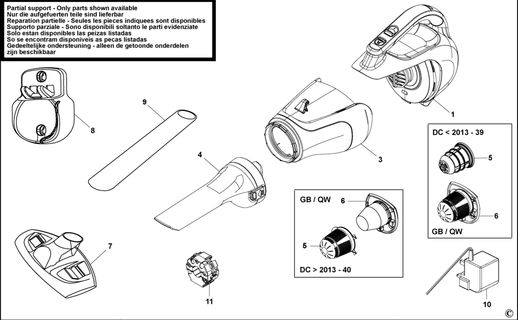 Black & Decker DV9610NF Type H1 Dustbuster Spare Parts