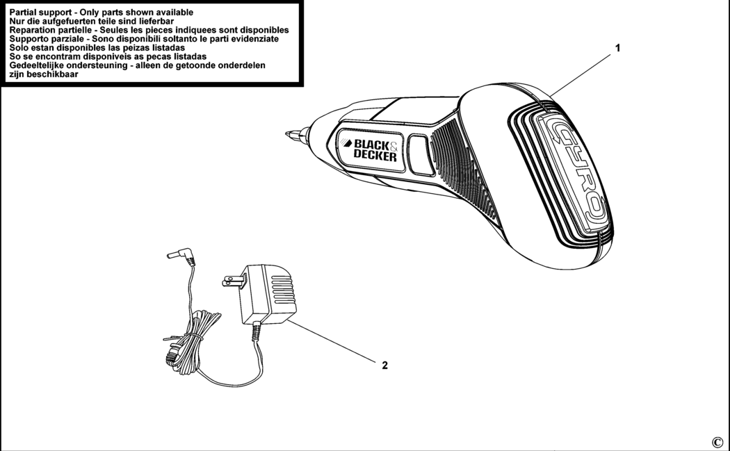 Black & Decker BDCS36G Type 1 Screwdriver Spare Parts