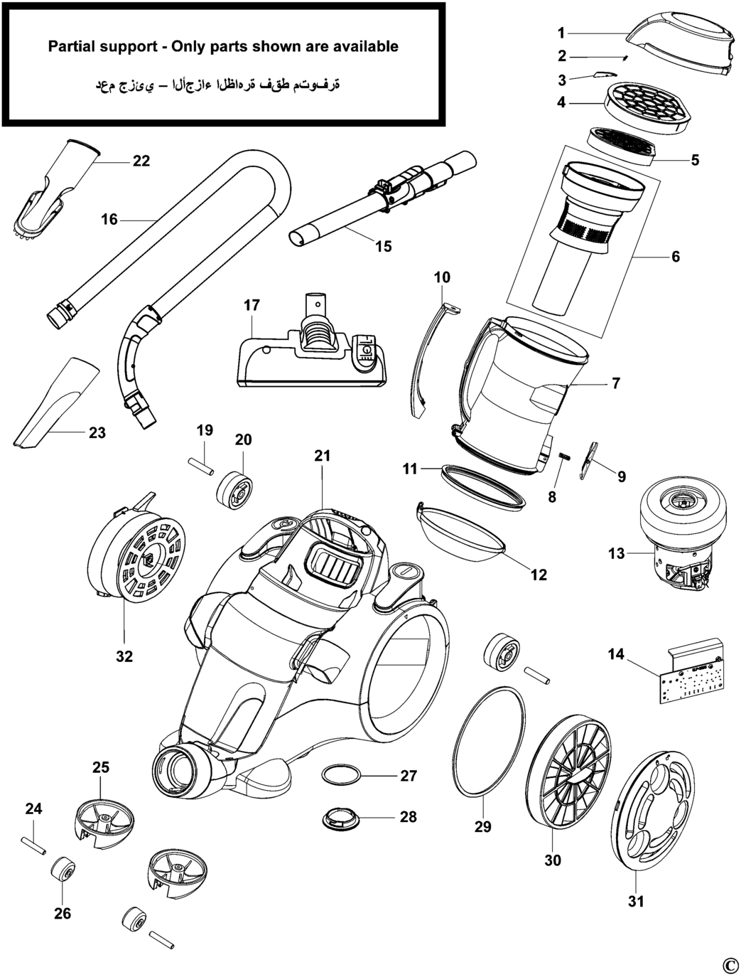 Black & Decker VM2825 Type 1 Vacuum Cleaner Spare Parts
