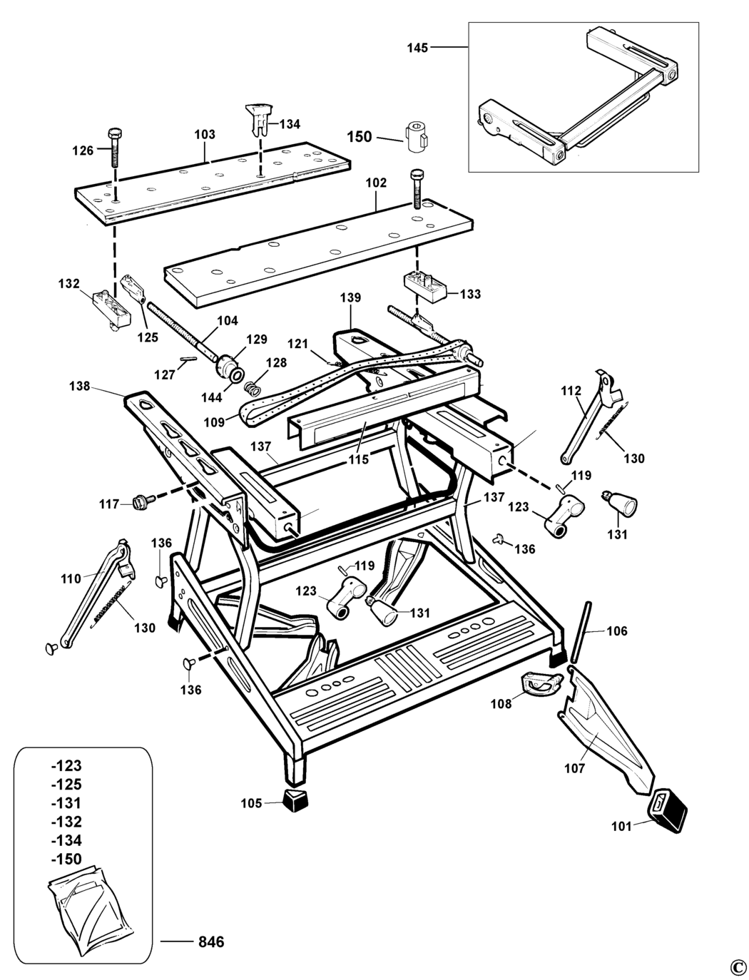 Black & Decker WM835 Type 2 Workmate Spare Parts