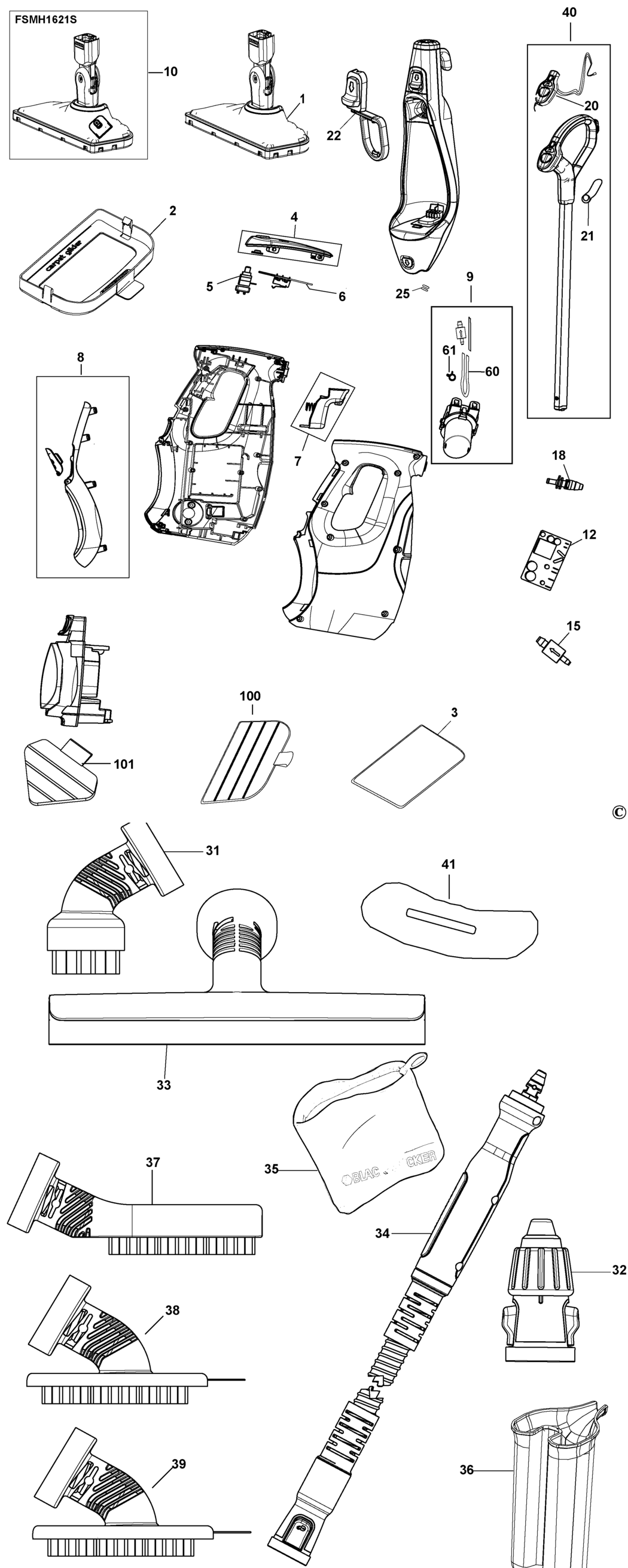 Black & Decker FSMH1621 Type 1 Steam Mop Spare Parts