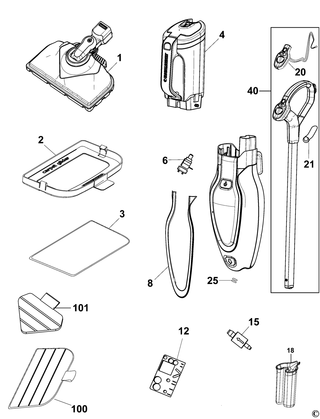 Black & Decker FSM1630 Type 1 Steam Mop Spare Parts
