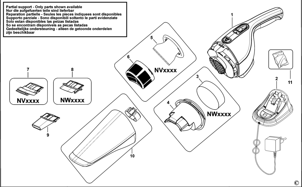 Black & Decker NV2420N Type H1 Dustbuster Spare Parts