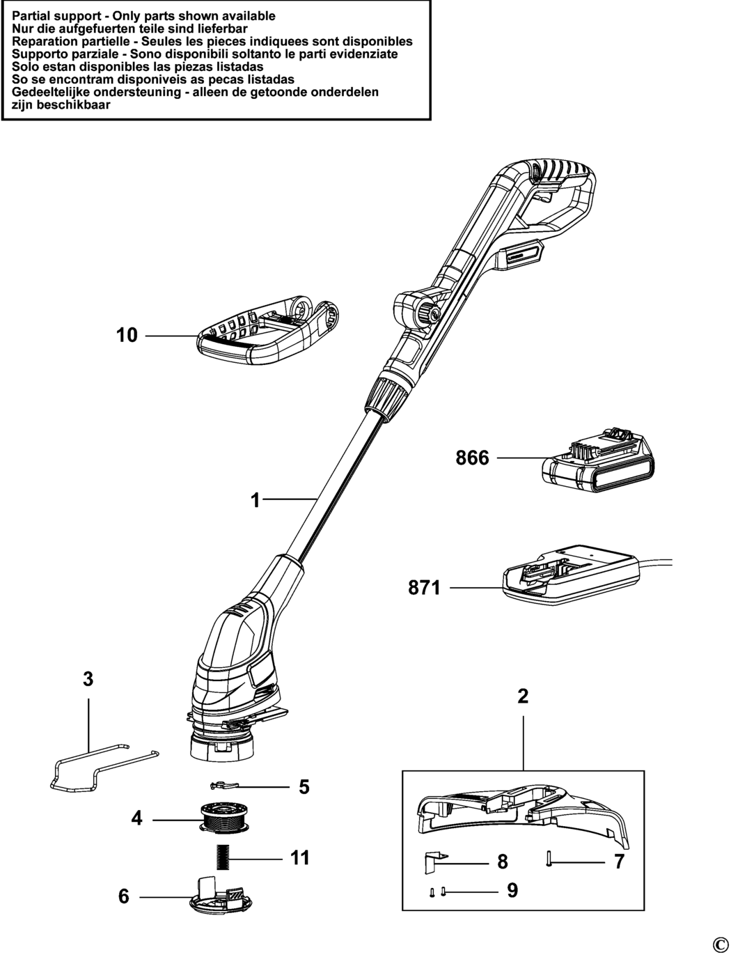 Black & Decker GLC1823L Type 1 Cordless String Trimmer Spare Parts