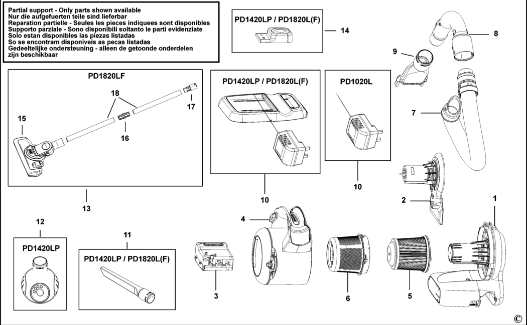 Black & Decker PD1020L Type 1 Dustbuster Spare Parts