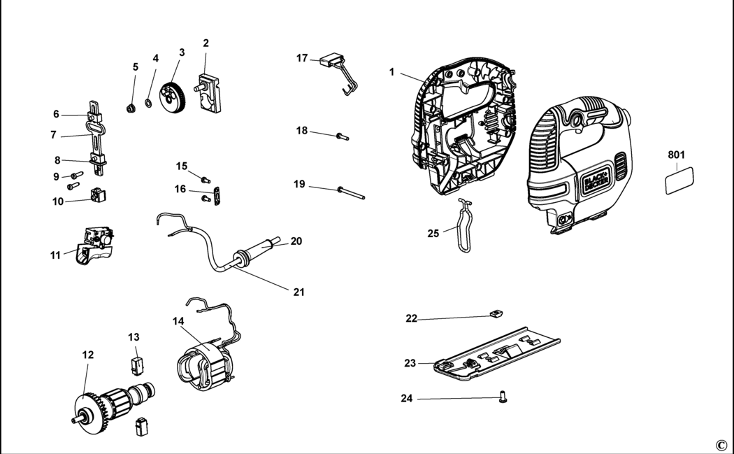 Black & Decker KS501 Type 1 Jigsaw Spare Parts