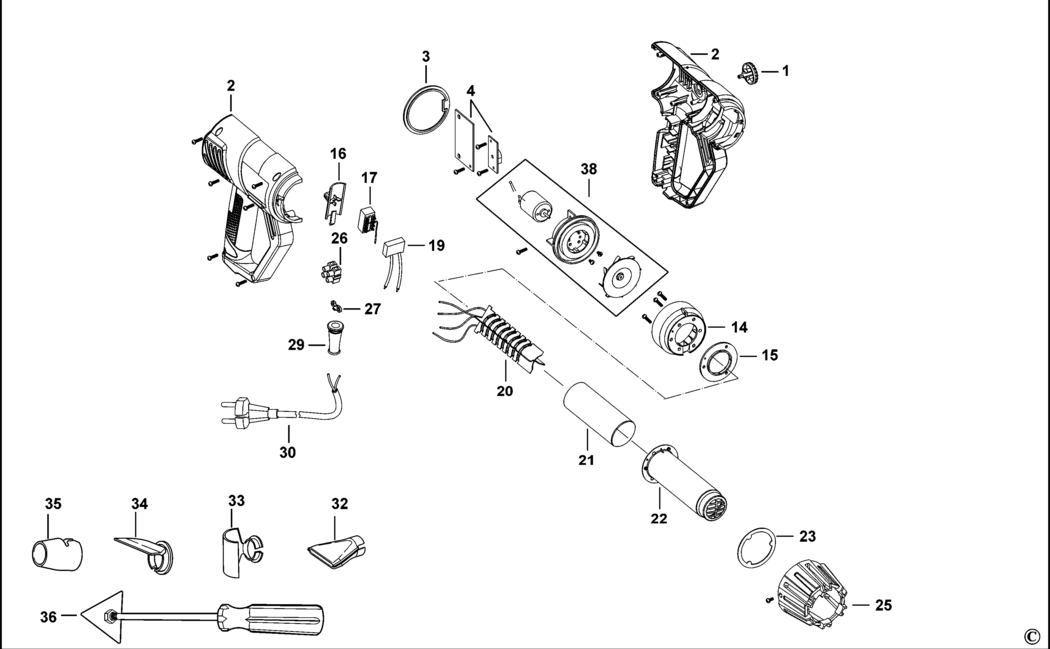 Black & Decker KX2001-B5 Type 1 Heatgun Spare Parts