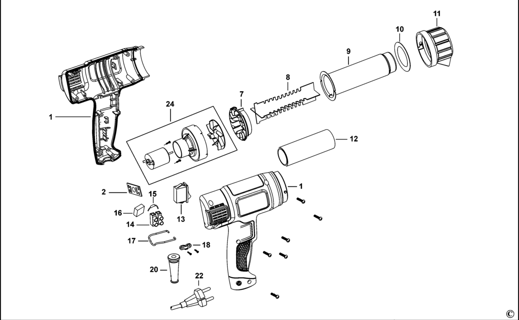 Black & Decker KX1650-B5 Type 1 Heatgun Spare Parts