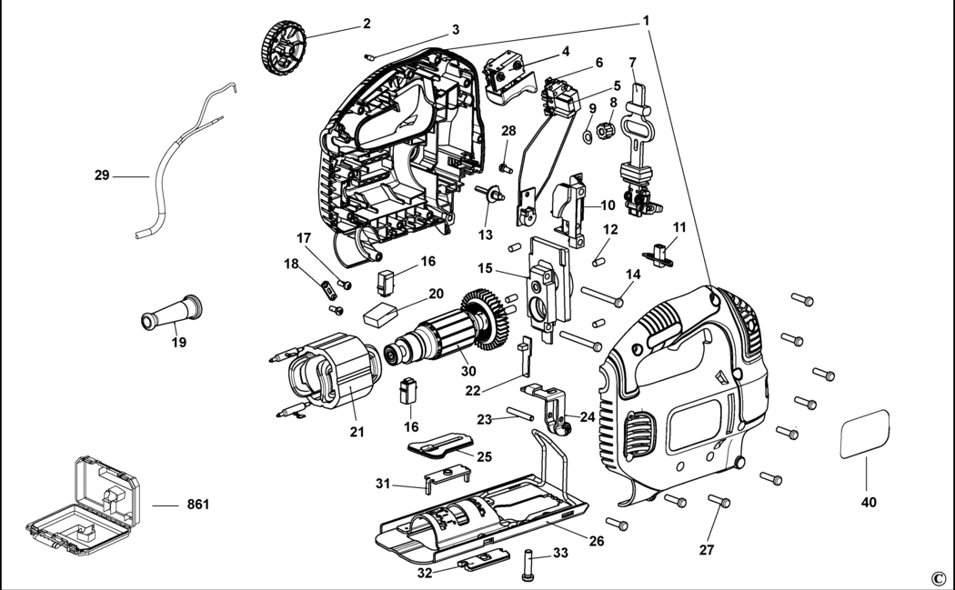 Black & Decker KS901SEK Type 1 Jigsaw Spare Parts