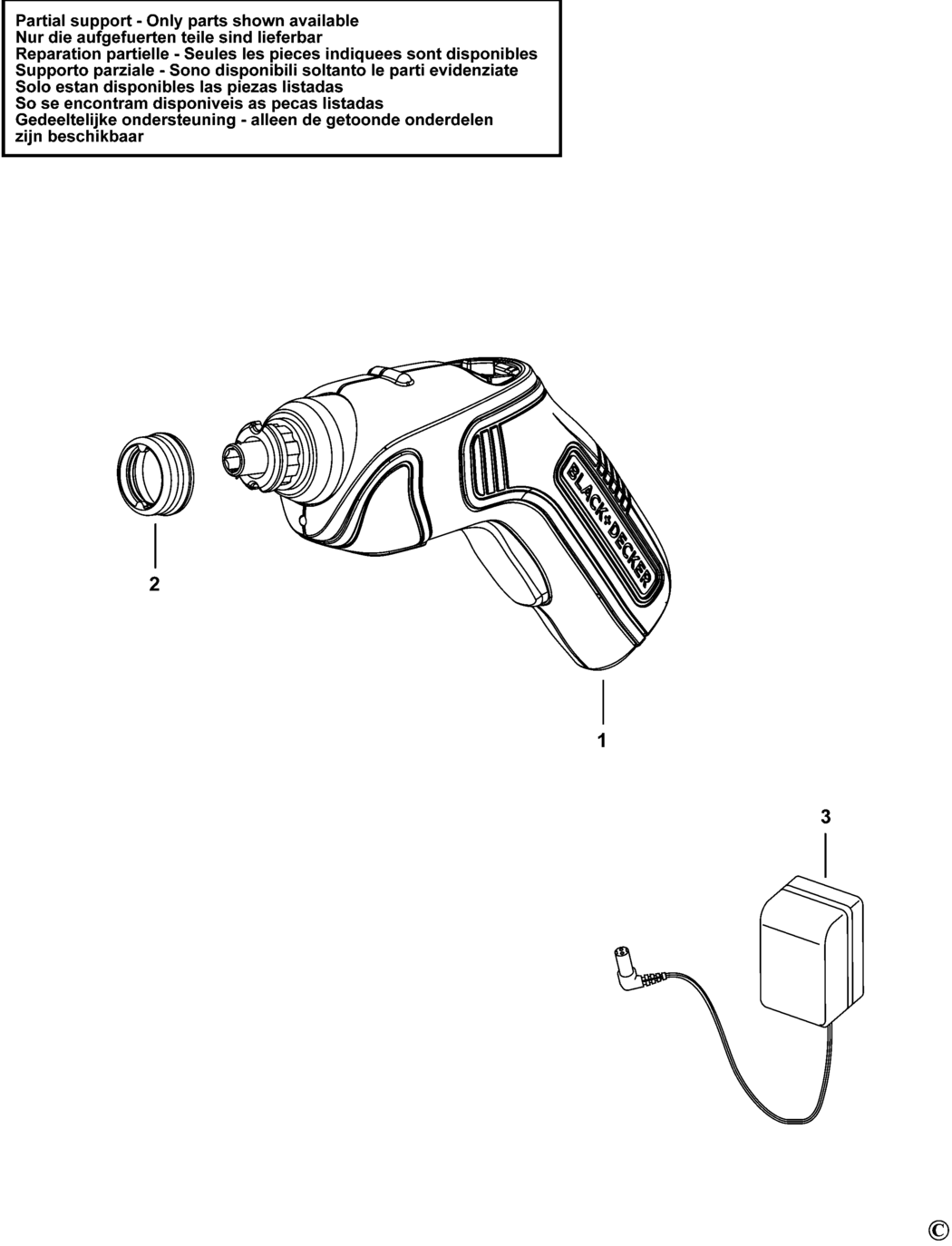 Black & Decker CS3651LC Type H1 Cordless Screwdriver Spare Parts