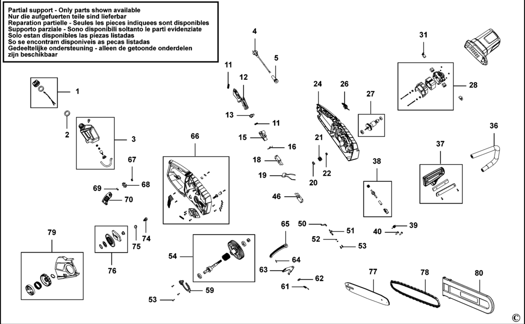 Black & Decker CS2245 Type 1 Chainsaw Spare Parts