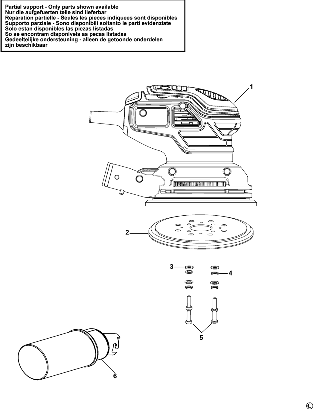 Black & Decker KA199 Type 1 Random Orbit Sander Spare Parts