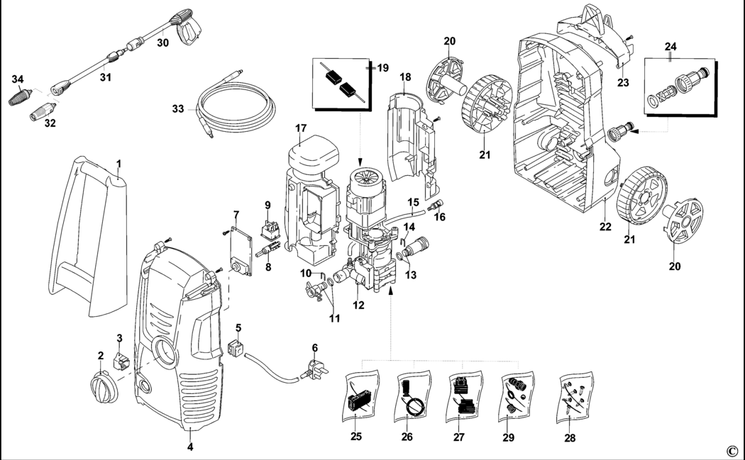 Black & Decker PW1400S Type 1 Pressure Washer Spare Parts