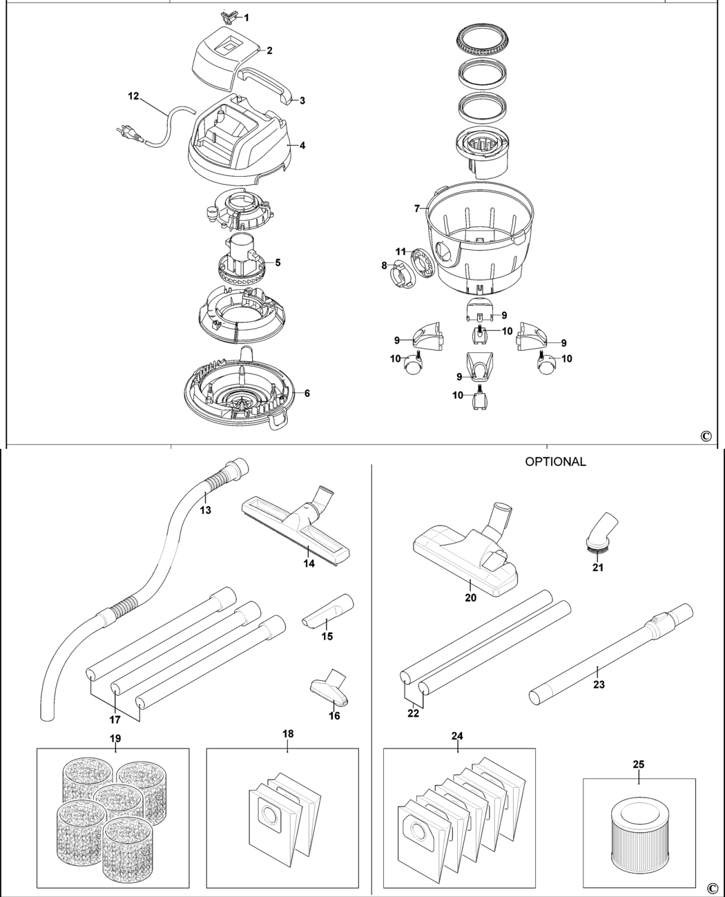 Black & Decker BXVC15PE Type 1 Vacuum Cleaner Spare Parts