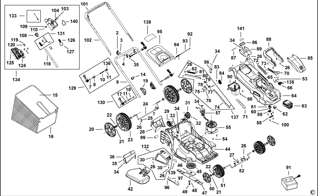 Black & Decker CLMA4820L2 Type 1 Rotary Mower Spare Parts