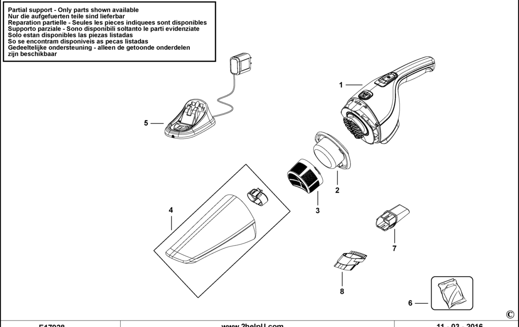 Black & Decker NVB215W Type 1 Dustbuster Spare Parts