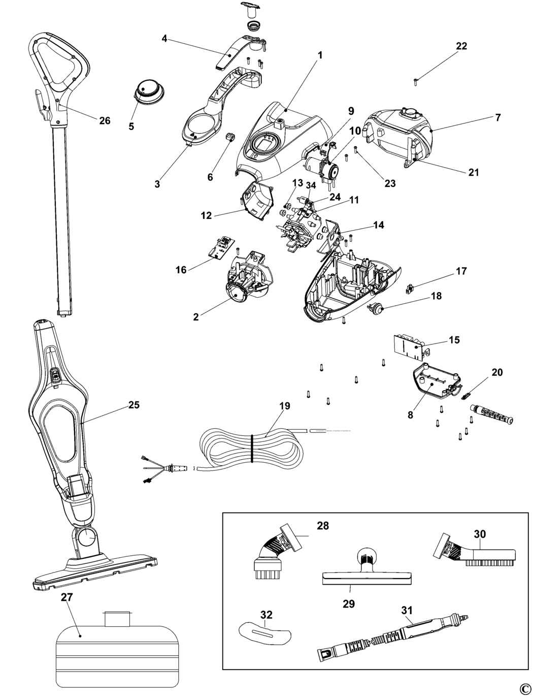 Black & Decker FSMH1321 Type 1 Steam Mop Spare Parts