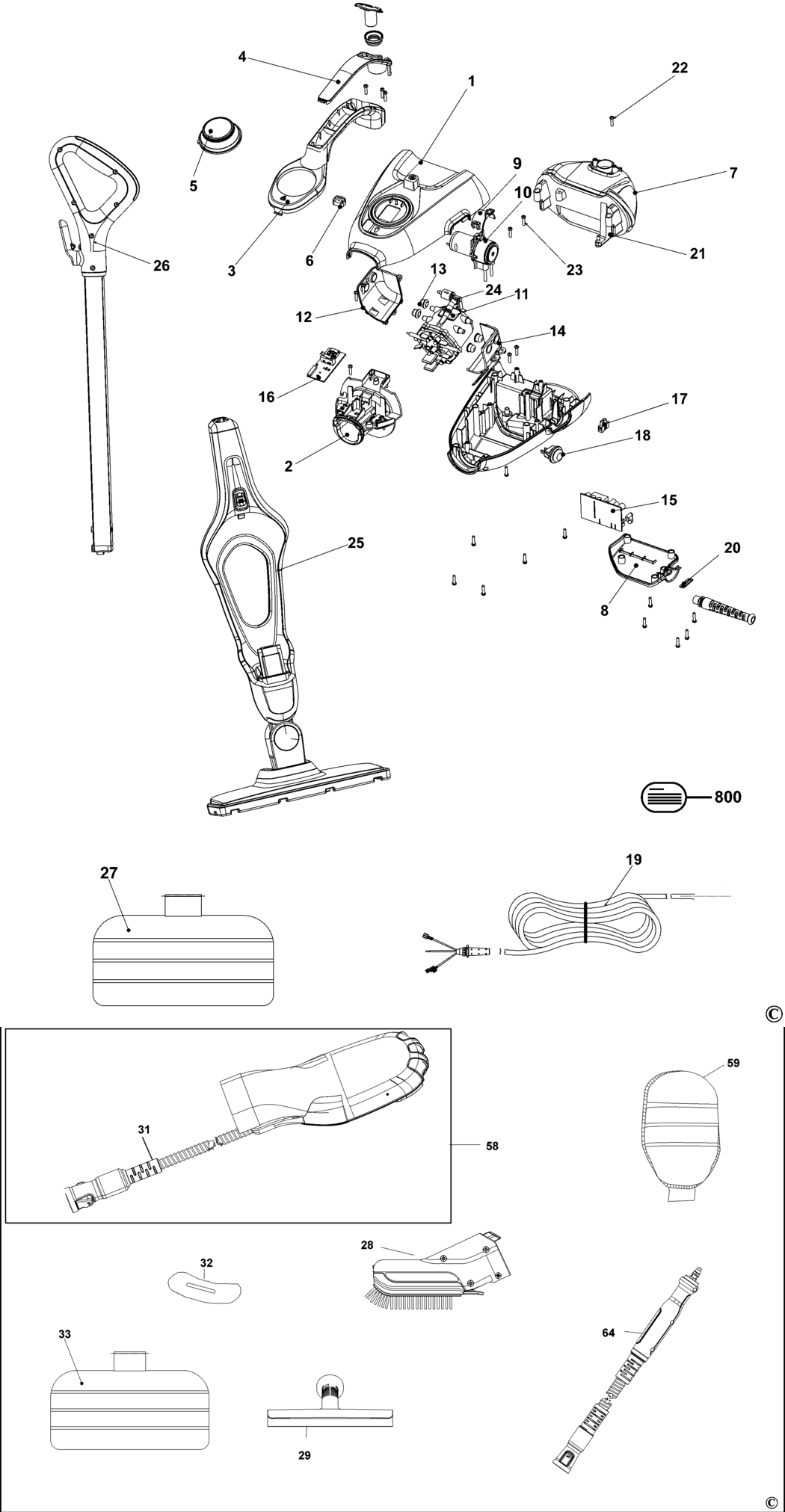 Black & Decker FSMH13101SM Type 1 Steam Mop Spare Parts