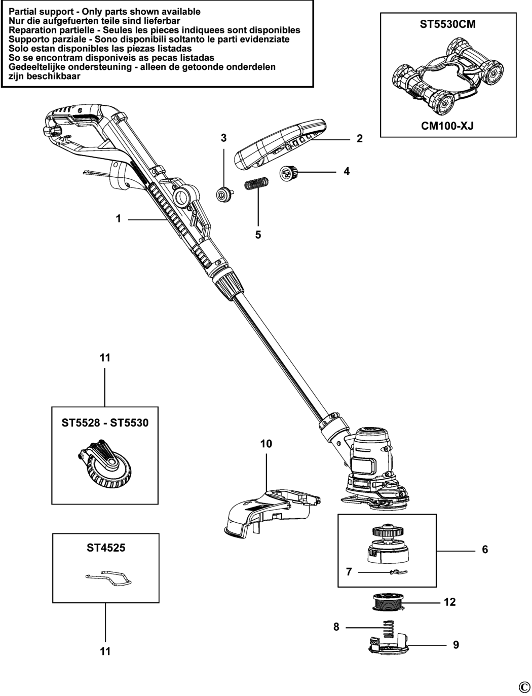 Black & Decker BDST5530CM Type 1 String Trimmer Spare Parts