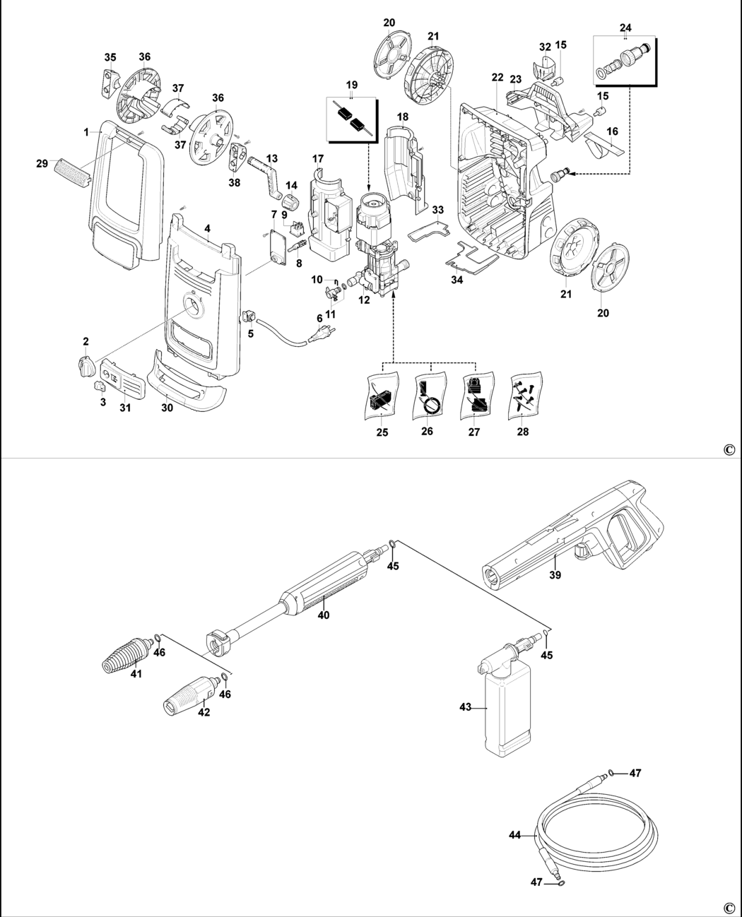Black & Decker BXPW2200E Type 1 Pressure Washer Spare Parts