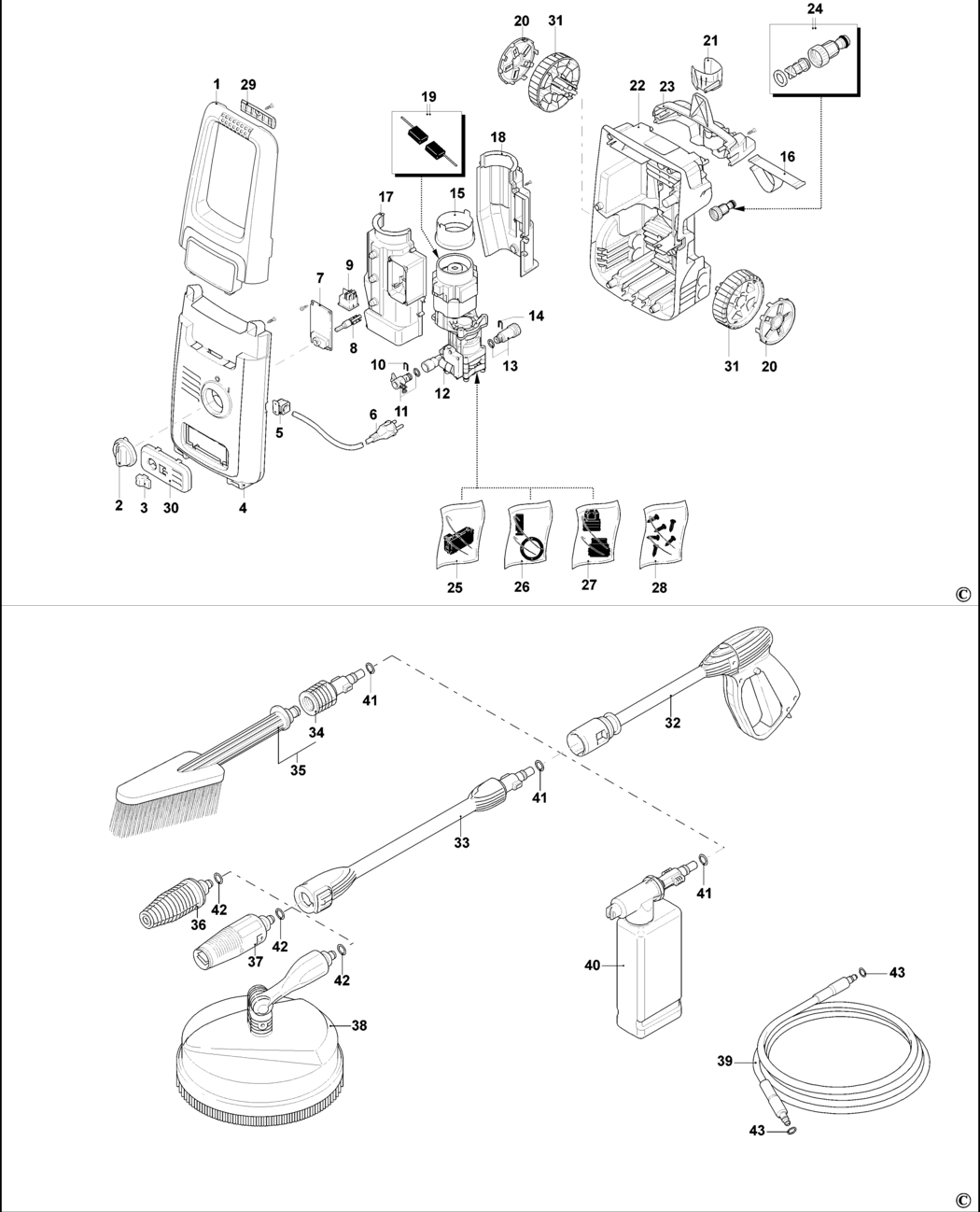 Black & Decker BXPW1400PE Type 1 Pressure Washer Spare Parts