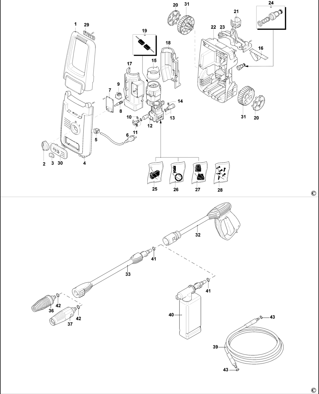 Black & Decker BXPW1500E Type 1 Pressure Washer Spare Parts