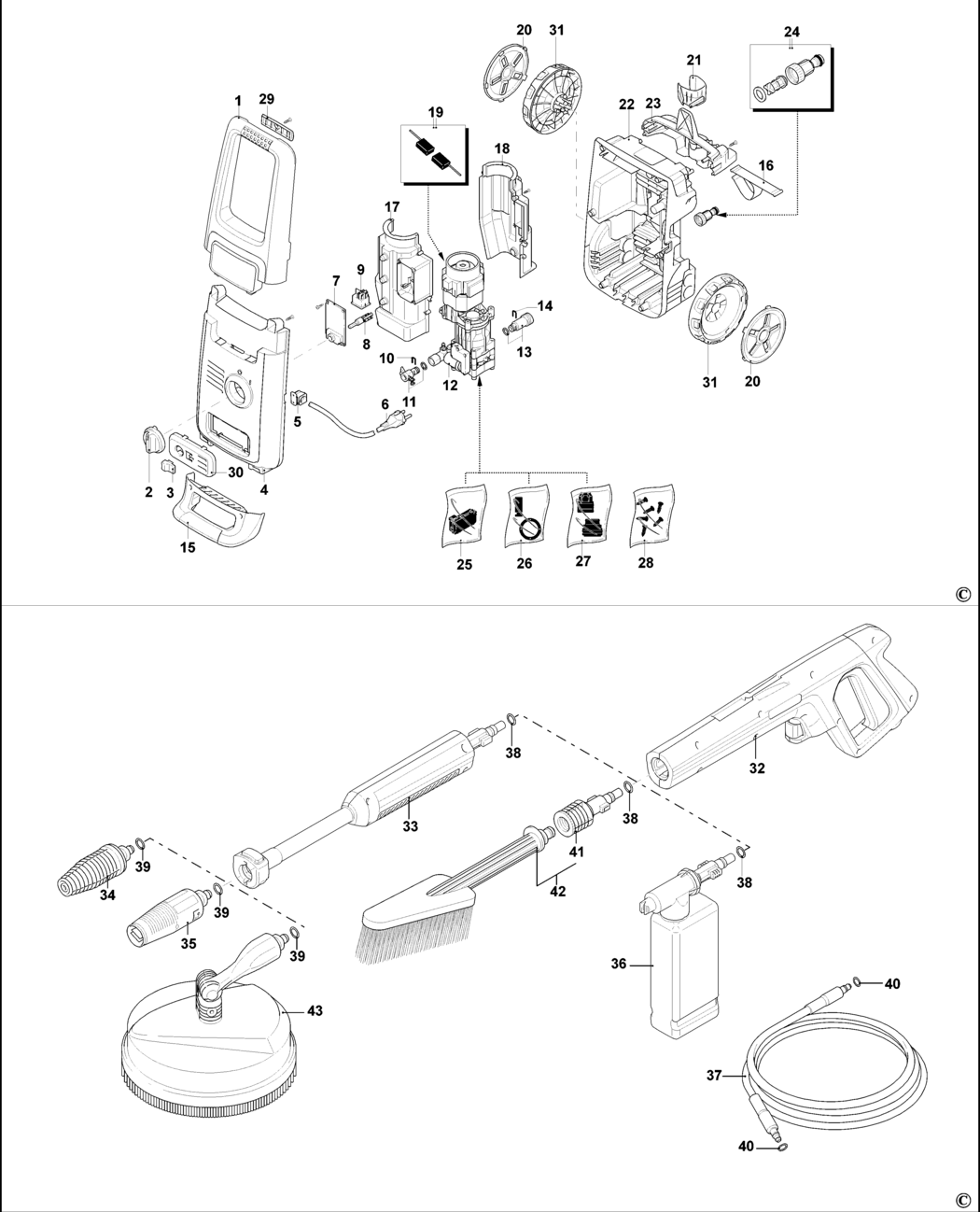 Black & Decker BXPW1600PE Type 1 Pressure Washer Spare Parts