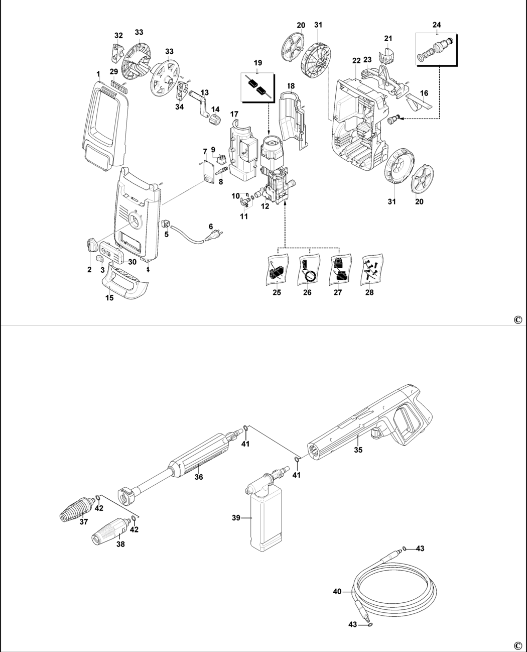 Black & Decker BXPW1700E Type 1 Pressure Washer Spare Parts