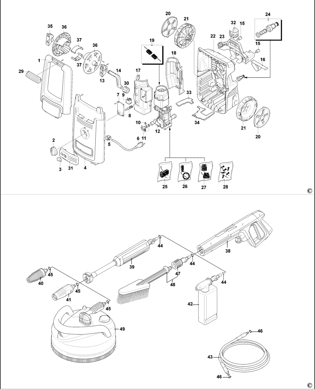 Black & Decker BXPW1800PE Type 1 Pressure Washer Spare Parts