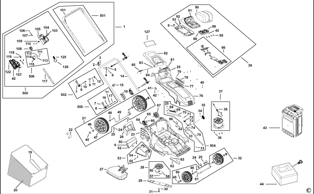 Black & Decker CLM5448PC2 Type 1 Mower Spare Parts