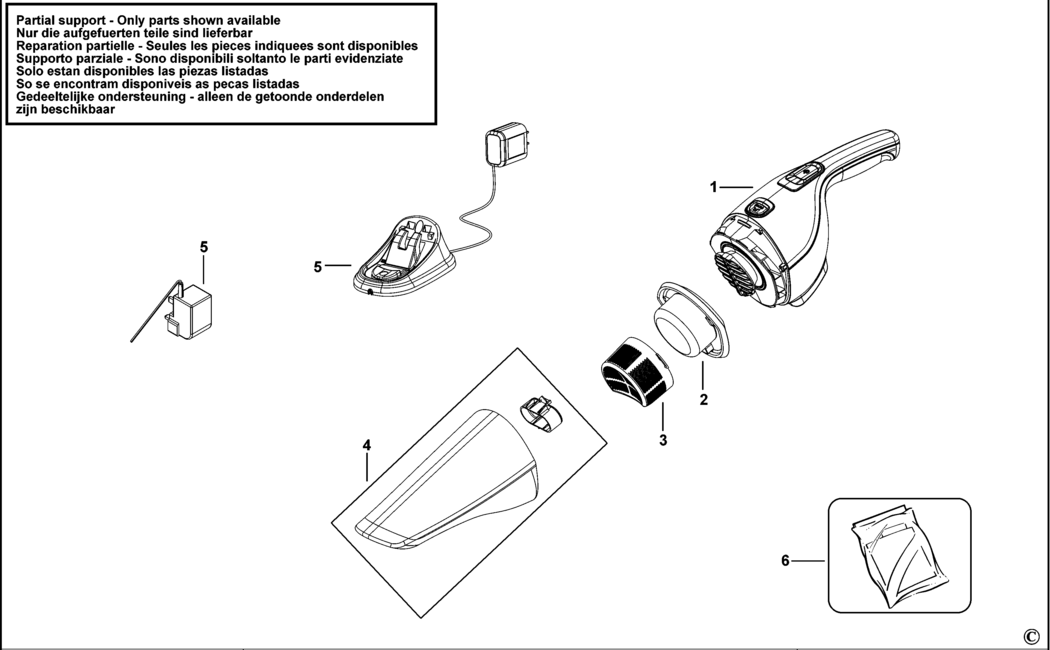 Black & Decker NVB220WC Type 1 Dustbuster Spare Parts