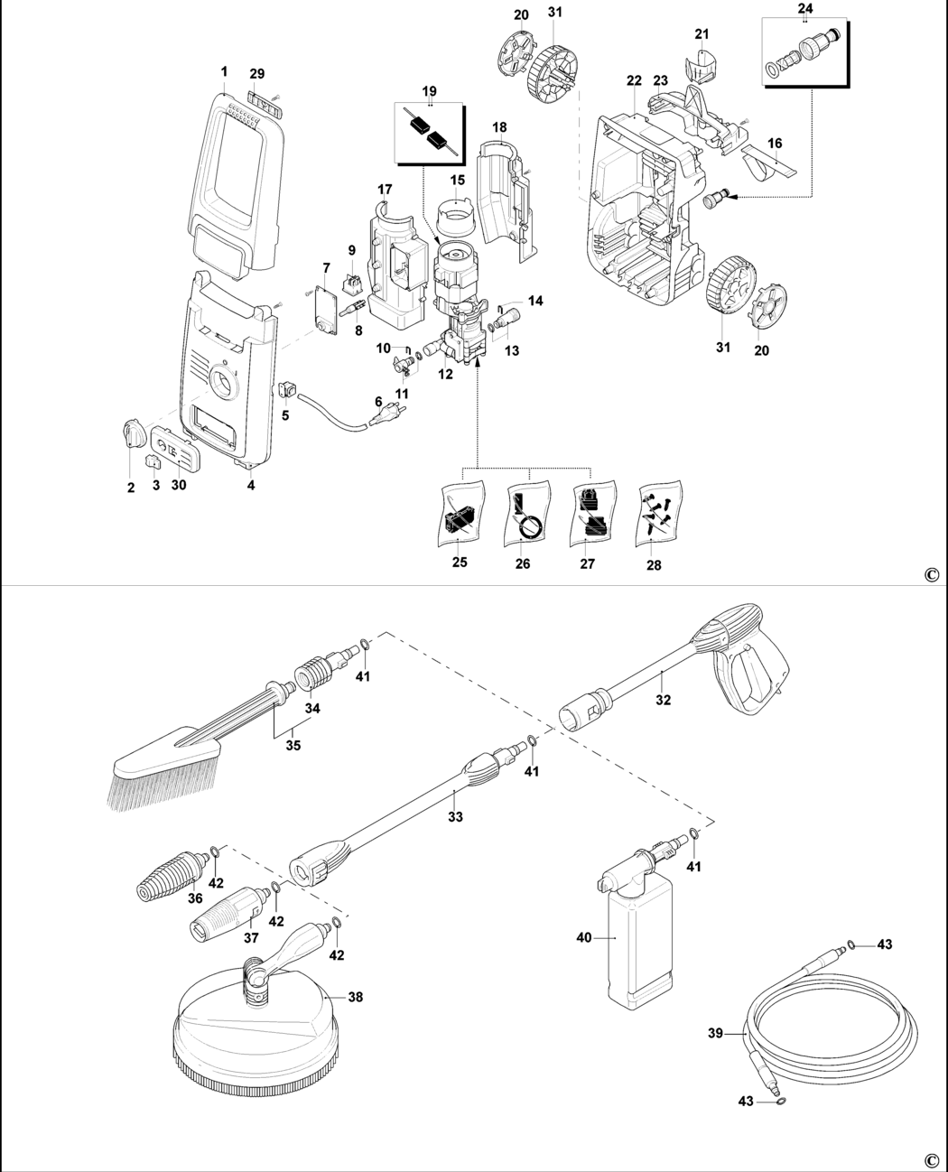 Black & Decker BXPW1500PE Type 1 Pressure Washer Spare Parts