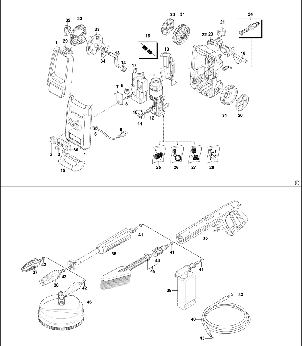 Black & Decker BXPW1700PE Type 1 Pressure Washer Spare Parts