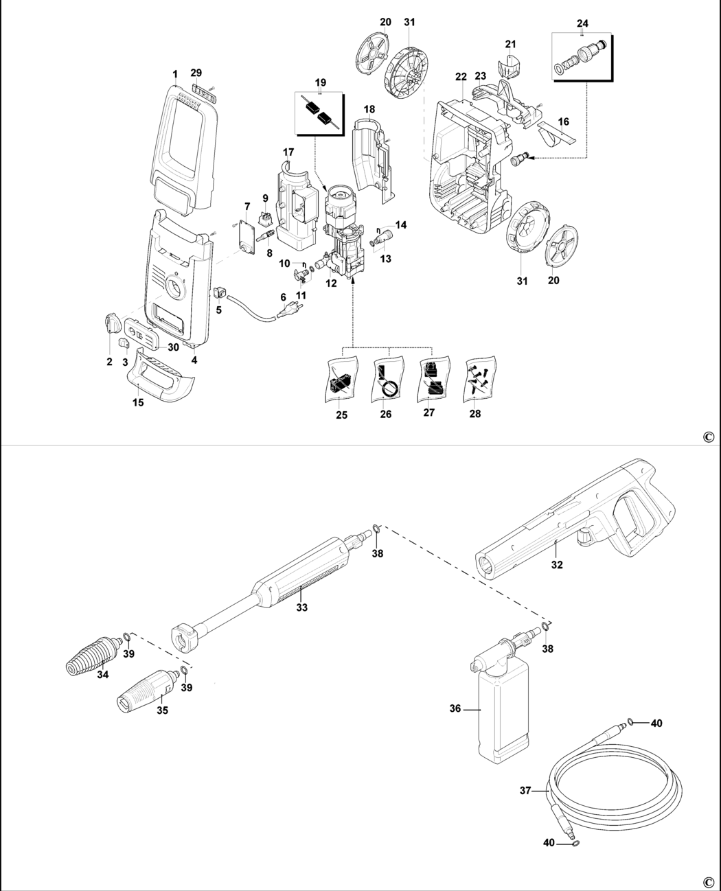 Black & Decker BXPW1600E Type 1 Pressure Washer Spare Parts