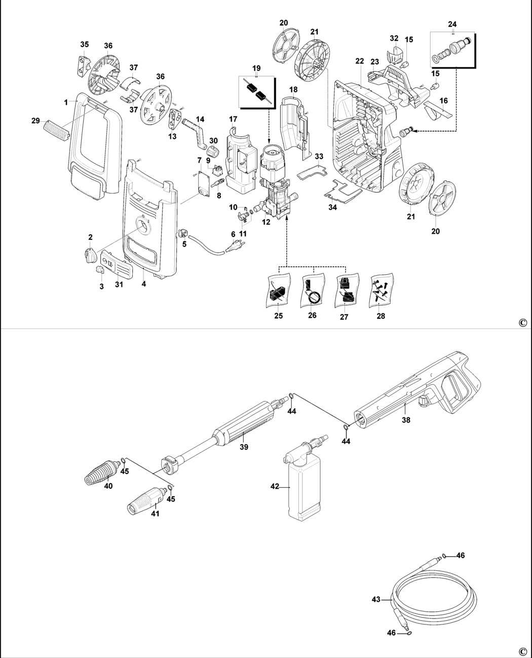 Black & Decker BXPW1800E Type 1 Pressure Washer Spare Parts