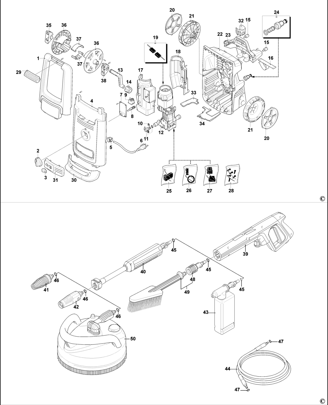 Black & Decker BXPW2200PE Type 1 Pressure Washer Spare Parts