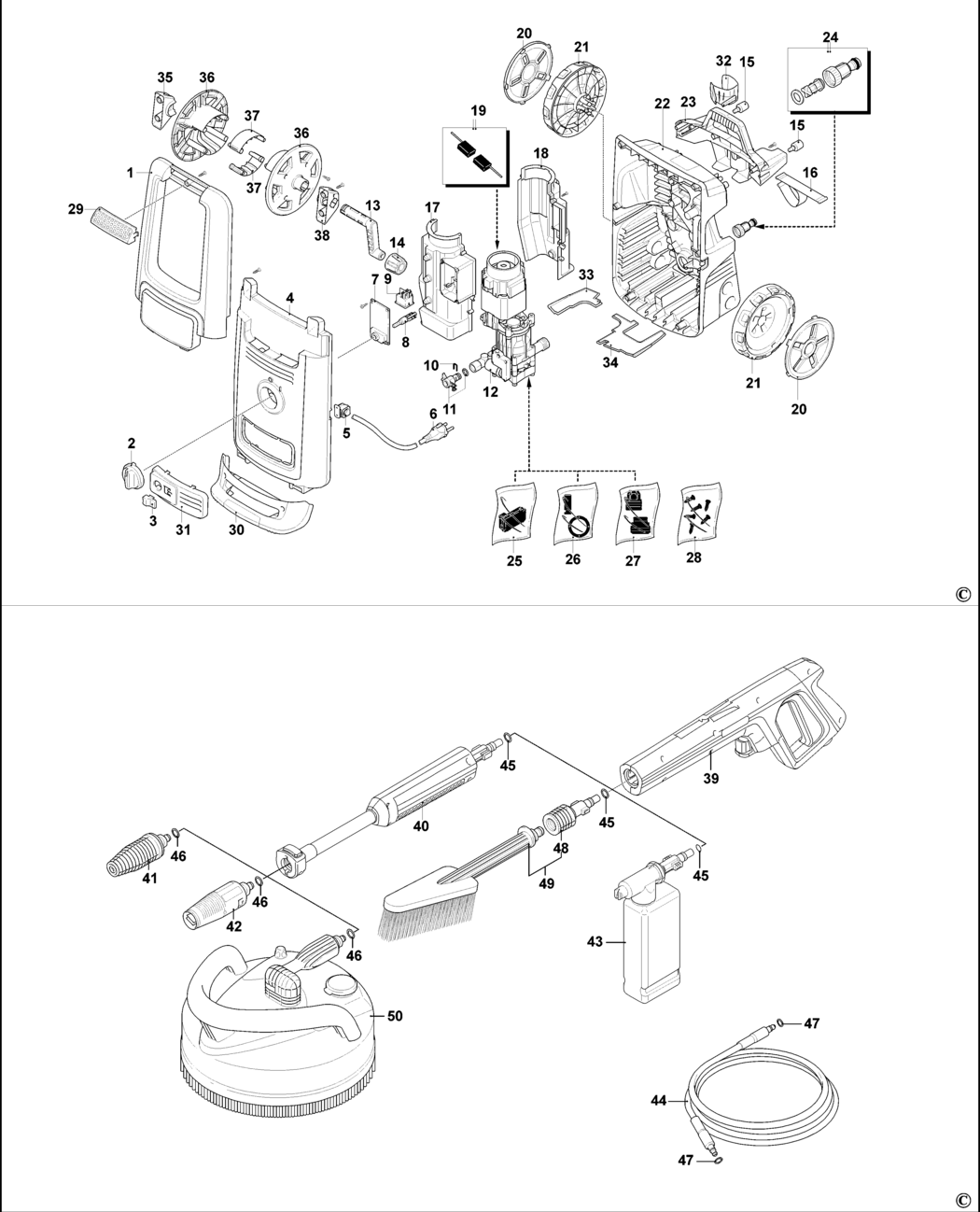 Black & Decker BXPW2000PE Type 1 Pressure Washer Spare Parts
