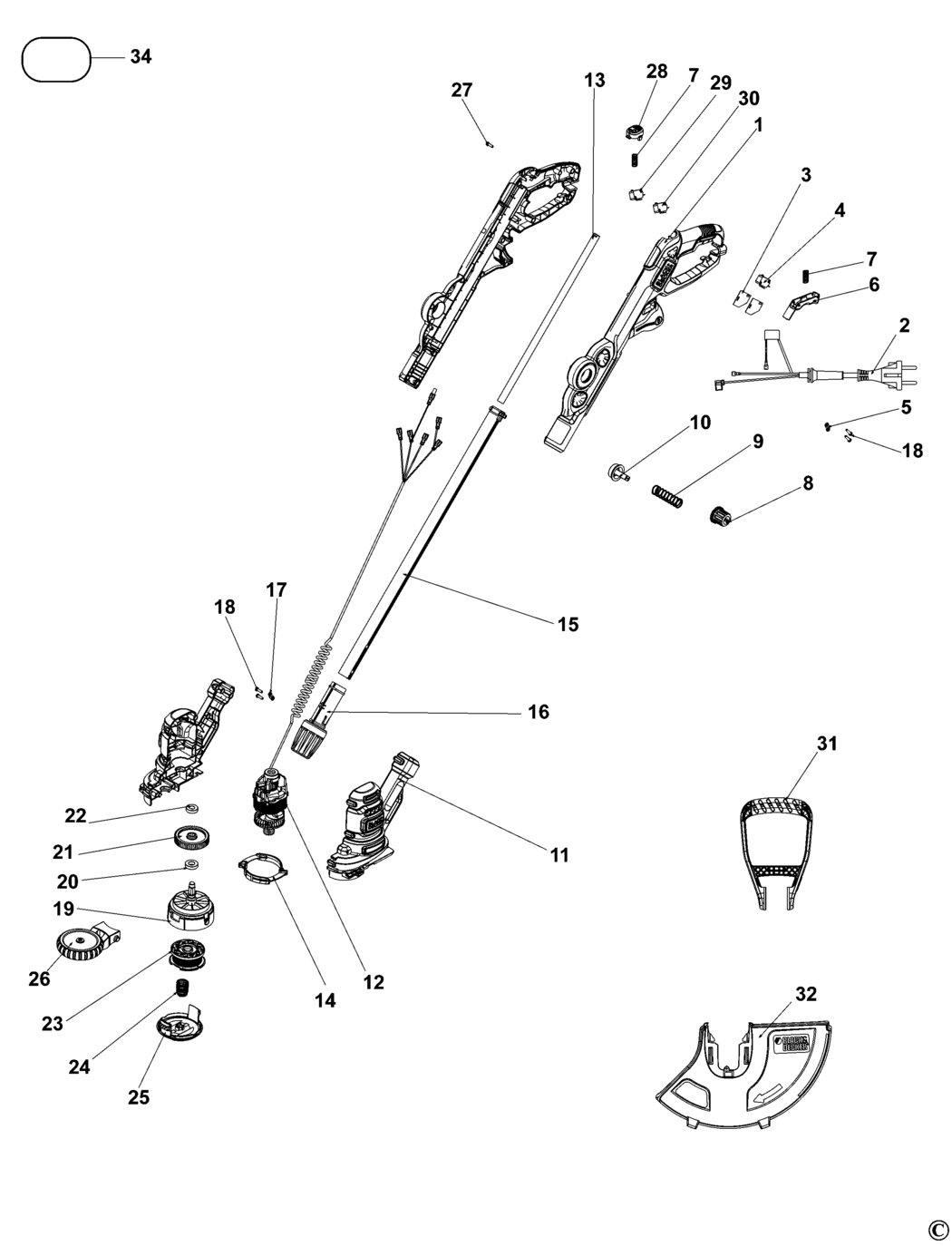 Black & Decker BESTE628 Type 1 String Trimmer Spare Parts