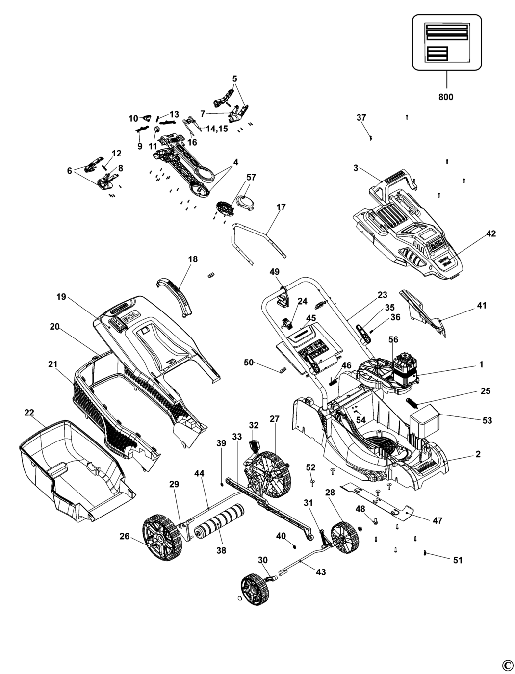 Black & Decker BEMW471ES Type 1 Mower Spare Parts