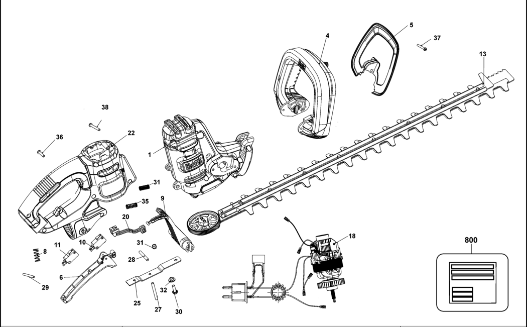 Black & Decker BEHTS501 Type 1 Hedge Trimmer Spare Parts