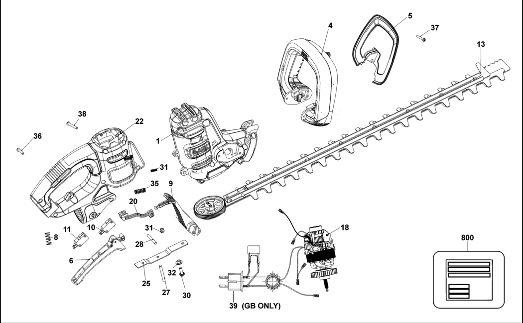 Black & Decker BEHTS451 Type 1 Hedge Trimmer Spare Parts