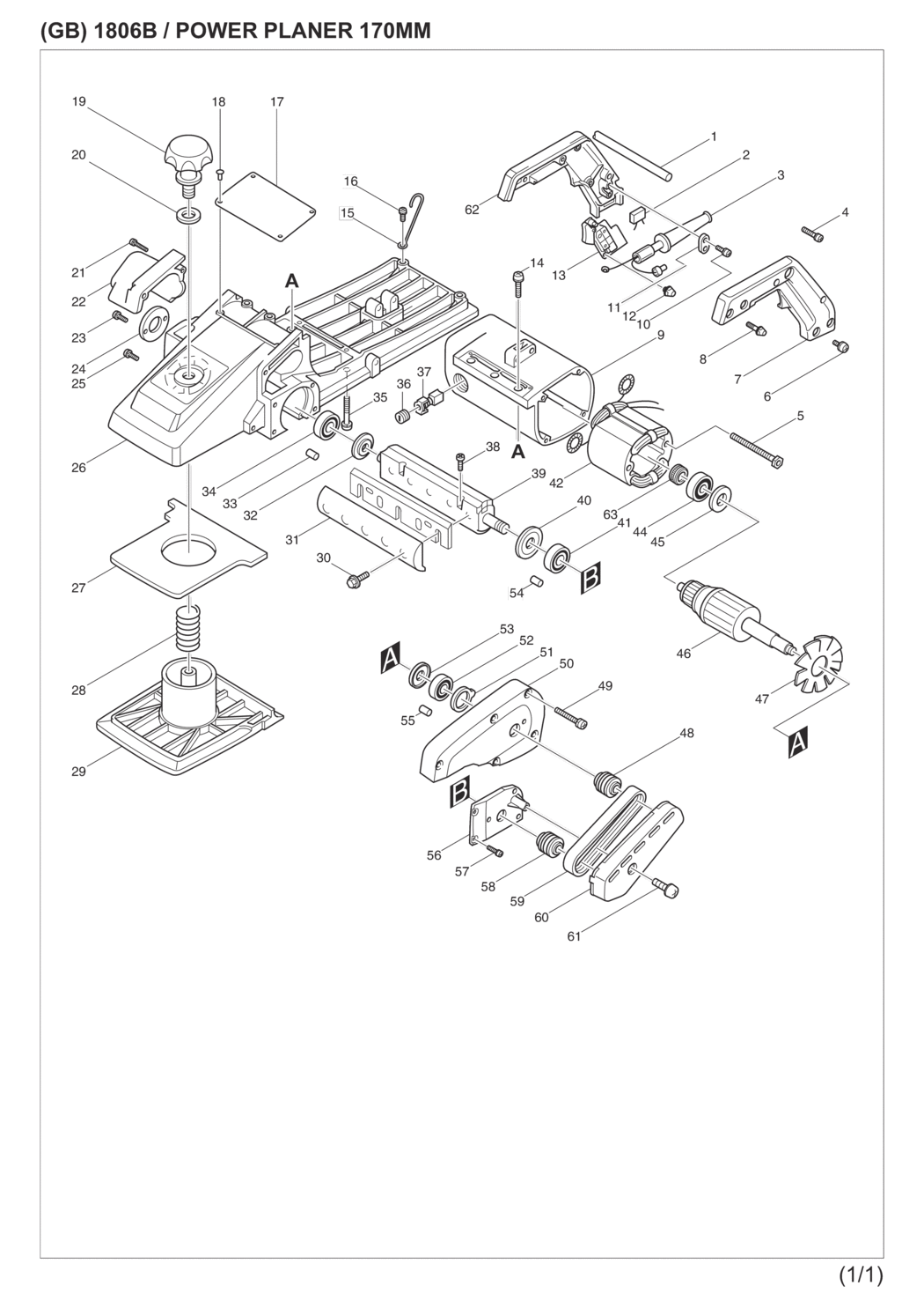 Makita 1806B Power Planer Spare Parts