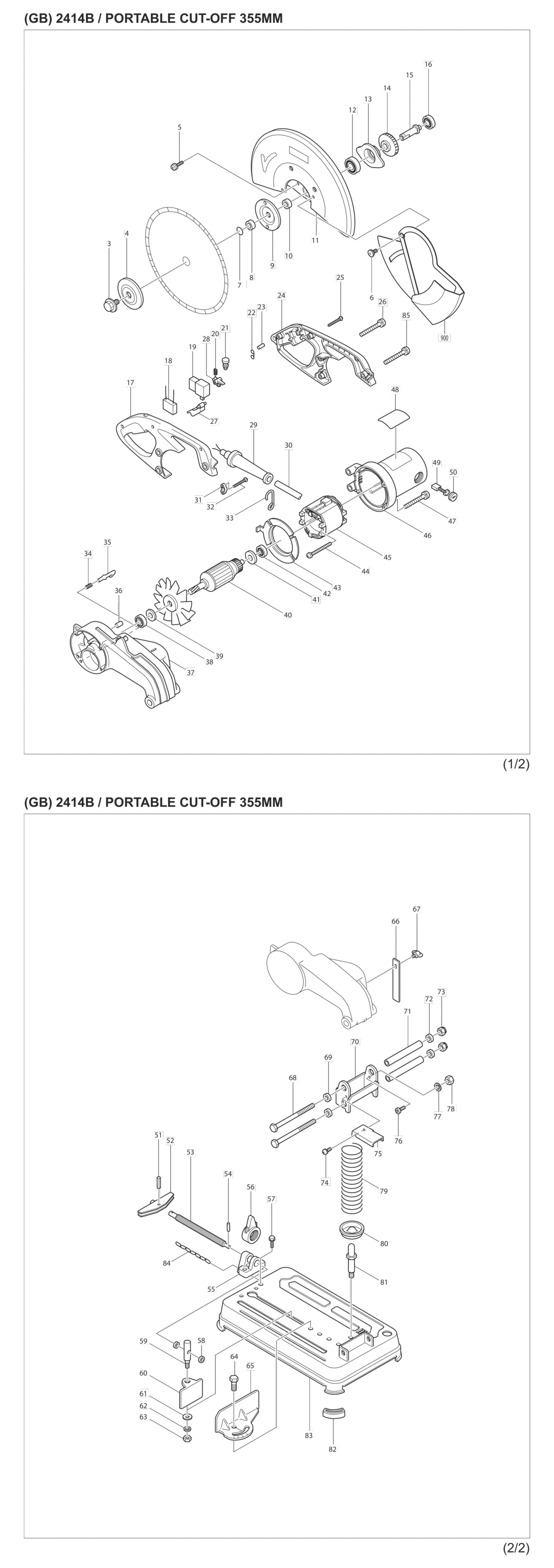 Makita 2414B Portable Cut-off Spare Parts