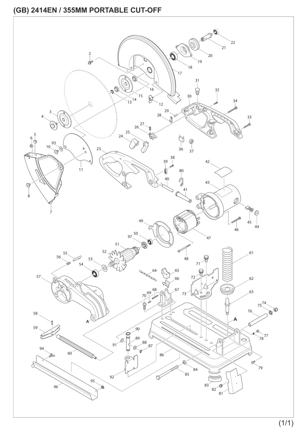 Makita 2414EN Portable Cut-off Spare Parts