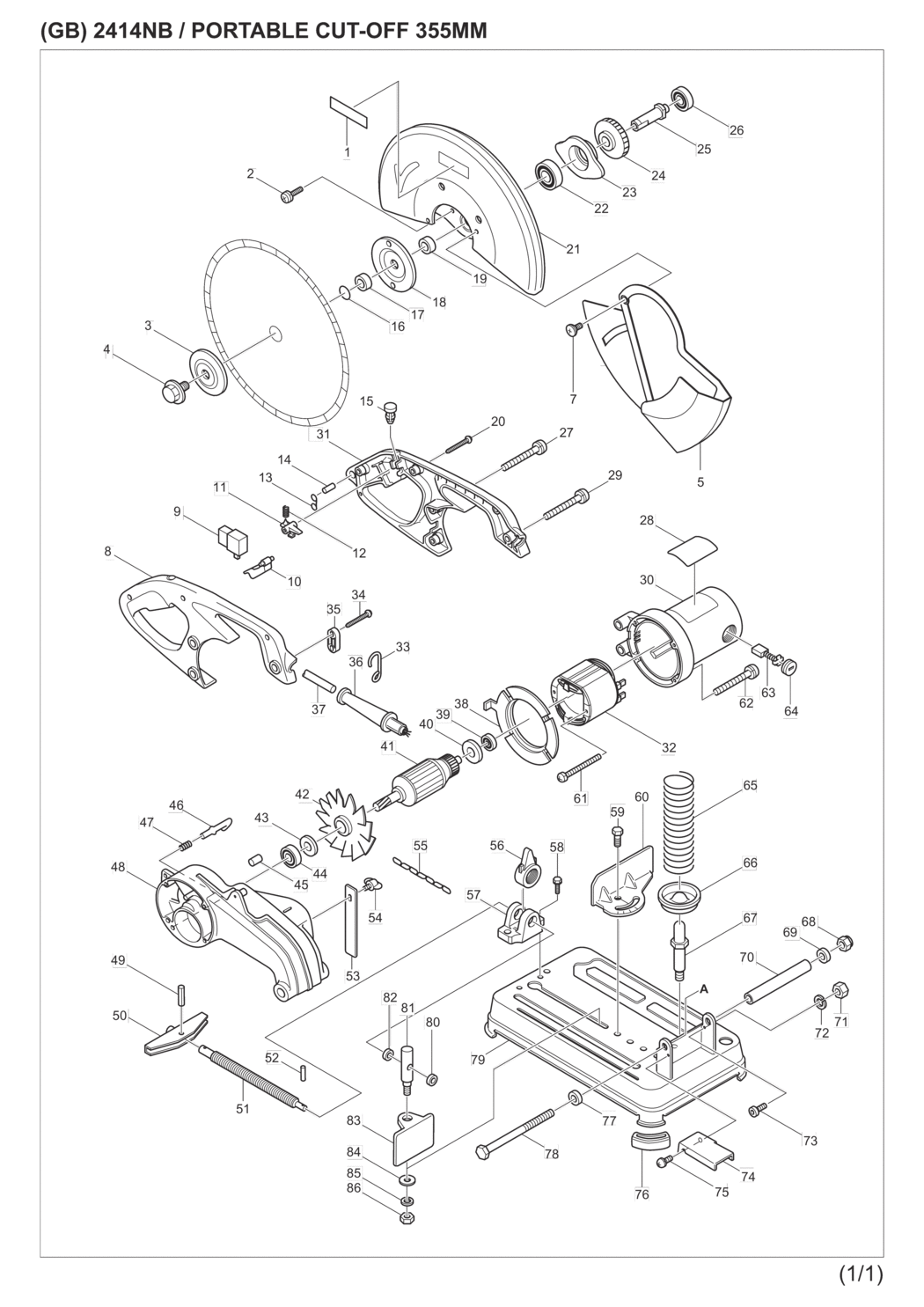 Makita 2414NB Portable Cut-off Spare Parts