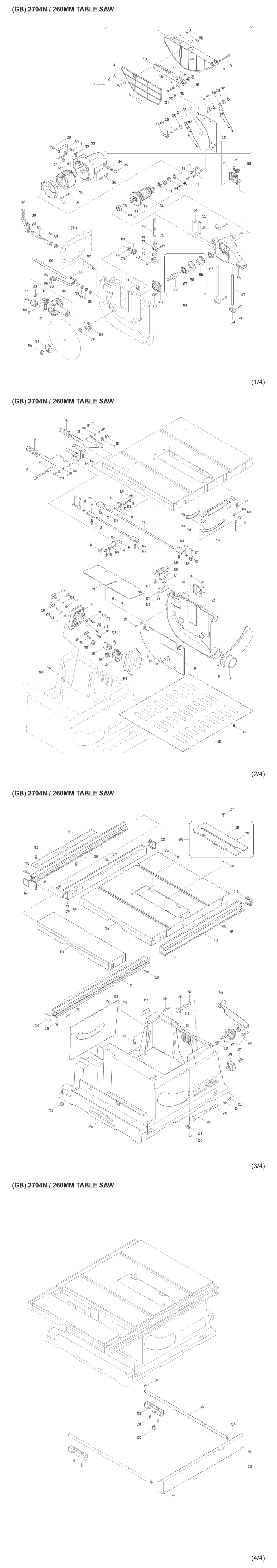 Makita 2704N Table Saw Spare Parts