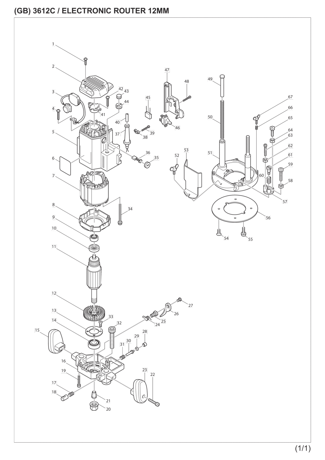 Makita 3612C Router Spare Parts