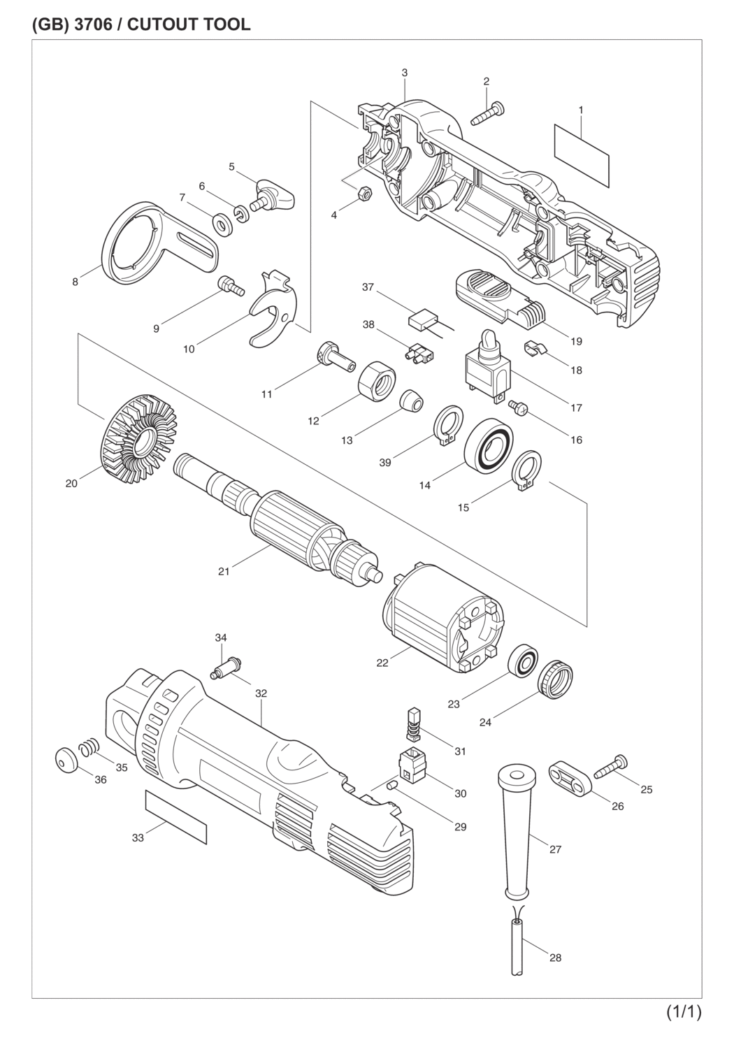 Makita 3706K Cut-out Tool Spare Parts